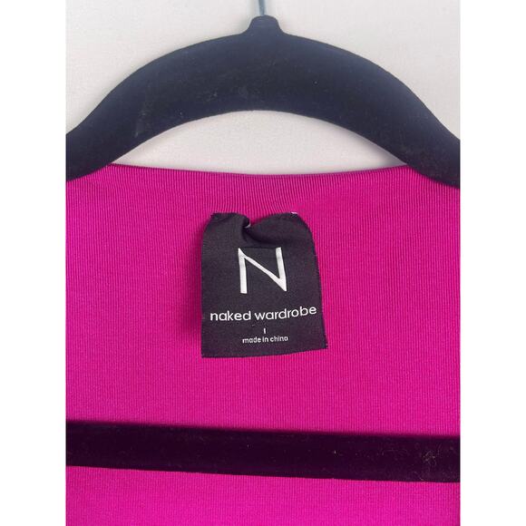 Naked Wardrobe Ruched Front Crop Top in Fuchsia Size 1 Small - Picture 3 of 7